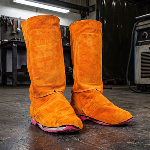 Cowhide Split Industrial Safety Clothing Welding Leg <b>Guard</b> Welder Gaiters CE Certified <b>Fire</b> Resistant Spark Resistance SAFETY - Product Image 3