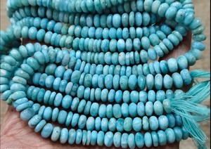 Perles en larimar bleu, forme ronde, lisses, pierres précieuses naturelles, perles en vrac pour la fabrication de bijoux, collier - Product Image 3