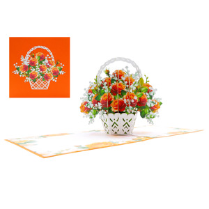 Carte de vœux 3D en forme de panier de fleurs, artisanat en papier fait main, vente en gros - Product Image 5