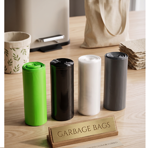 Drawstring Biodegradable Industrial Style Trash Bags Black <b>Strong</b> Garbage Bags Easy Use for Home Kitchen Office Waste Disposal - Product Image 1