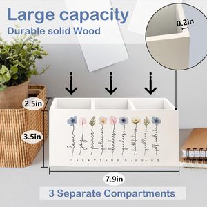 Portalápices Cristiano para Escritorio, Regalos Cristianos Religiosos para Mujeres, Portalápices de Madera con Versículos Bíblicos Cristianos, Estilo Boho Floral - Product Image 4