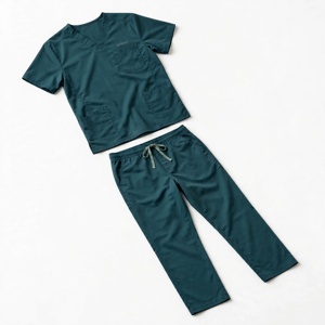 Ensemble de blouses médicales unisexe Amkoor en coton vert respirant, tenue de travail pour adulte, détection d'aiguilles, en stock - Product Image 4