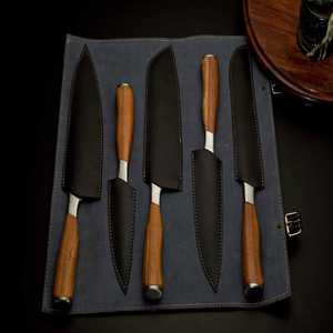 Ensemble de couteaux de chef professionnels faits à la main THEWIZ CRAFTS, 5 pièces, acier à haute teneur en carbone, ambidextre, style traditionnel, manche en os - Product Image 5