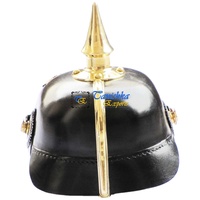Casque de combat Pickelhaube allemand médiéval en cuir, fait main, laiton poli, avec emblème d'aigle, impérial prussien, personnalisé, Art Militaire