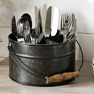 Porta cubiertos metálico clásico para restaurante, hotel, mesa de comedor, almacenamiento de cucharas, cuchillos y tenedores. - Product Image 1