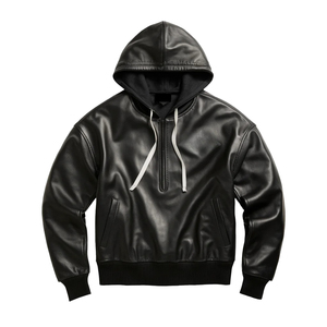 Veste à capuche en cuir pour homme, mode, chaude, hiver, décontractée, manches longues, streetwear, vêtement d'extérieur durable - Product Image 2