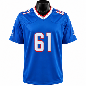 Maillot de football américain personnalisé pour homme, respirant, en mesh, à manches courtes, uniforme d'équipe, col en V, entraînement, nom d'équipe personnalisé, maillot de sport - Product Image 1
