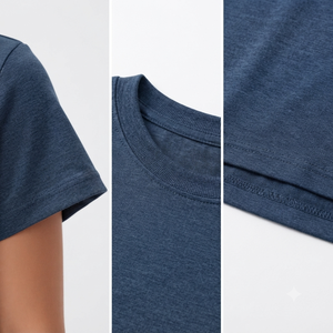 Camiseta corta básica de algodón para mujer, de cuello redondo, manga corta, color liso, informal, para uso diario y viajes, a bajo precio. - Product Image 6
