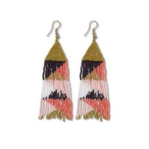 Boucles d'oreilles artisanales en coton avec motif papillon, broderie de perles de rocaille, légères, style bijoux traditionnels, modèle 19 - Product Image 2