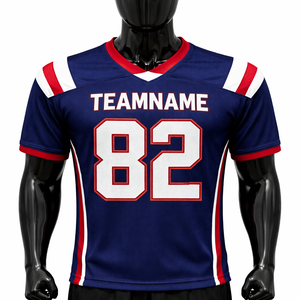 Camiseta de Fútbol Americano Personalizada con Estampado Sublimado, Nombre y Número del Jugador Bordados, Secado Rápido, Transpirable, 100% Poliéster, Deportiva - Product Image 1