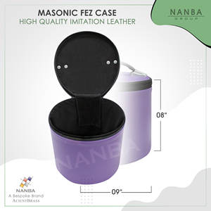 Étuis de fez maçonniques haut de gamme - Boîte de rangement et de présentation pour chapeaux en similicuir |   Disponible en blanc, rouge, bleu, violet, noir (violet) - Product Image 4