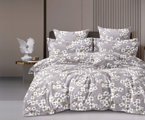 Draps en microfibre gris et blanc à motifs floraux, 130+ GSM, pour lits King, Queen et doubles, disponibles à prix abordable. - Product Image 3