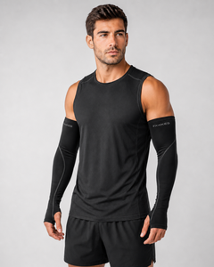 Manchons de cyclisme pour hommes FAWKES noirs anti-UV sans couture en Spandex et Polyester, protection longue manche, prix de gros personnalisé - Product Image 1
