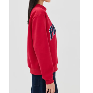 Sudadera Roja con Capucha para Mujer, Cortavientos, con Logotipo Bordado en la Parte Delantera, Informal, de Punto, de Manga Larga, para Invierno - Product Image 2
