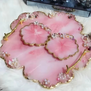 ถาดเรซิ่นตกแต่งหลากสี รูปทรงกลม ของตกแต่งบ้าน ถาดเรซิ่นคุณภาพสูง - Product Image 1