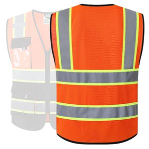 Mesh Fabric Reflective Safety Vests <b>for</b> Men Women High Visibility Vest with Pockets <b>Construction</b> Safety Apparel Neon Work Vest - Product Image 3