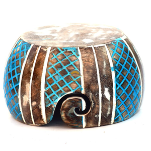 Cuenco de Hilo de Madera Estilo Antiguo, de Teca Pulida Jali, con Decoración Tallada Ovalada, Soporte para Regalos, Hogar, Cocina, Animal, de AYAANS - Product Image 5