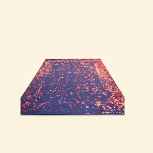 Alfombra de Lana Gruesa Tejida a Mano en Azul Índigo y Rojo, Alfombra Moderna con Borde Desgastado, Ecológica y Antideslizante para Sala de Estar - Product Image 2