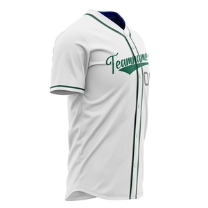 Camiseta de Béisbol Personalizada Blanca y Verde con Nombre y Número del Equipo, Impresión Serigrafiada, Ropa Deportiva Transpirable de Poliéster de Manga Corta para Hombre - Product Image 3