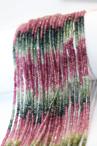 Rondelle à facettes de tourmaline de pastèque naturelle 3mm multi-tourmaline fabrication de bijoux gemmes - Product Image 5