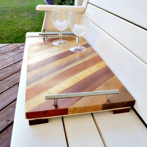 Plateau de service en bois avec poignées, plateau de petit-déjeuner en bambou, plateaux en bois, plateau de service décoratif pour manger - Product Image 3