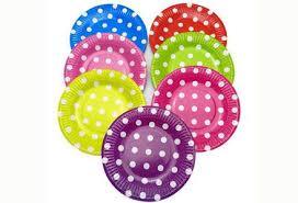 Assiettes en papier jetables à pois colorés de qualité alimentaire avec logo personnalisé pour les fêtes d'anniversaire modernes - Product Image 4