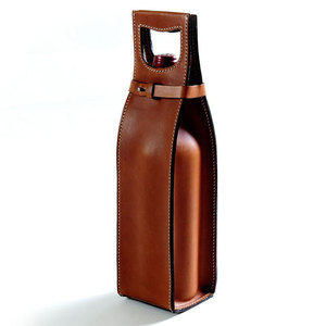 Sac de transport pour bouteille de vin en cuir marron, logo personnalisé, pliable, réutilisable, résistant à l'eau, fait main, cadeau pour pique-nique ou fête - Product Image 6