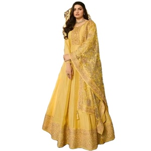 Vestido Anarkali de cuello redondo inspirado en Bollywood de longitud larga con factor de aspecto bonito elegante al por mayor con bajo presupuesto - Product Image 1