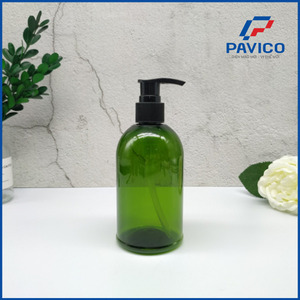 Bouteilles en plastique PET blanches et vertes de 300 ml avec pompe pour lotion cosmétique, impression par transfert thermique, ambre vert - Product Image 5