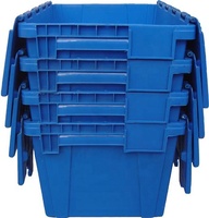 Boîte de rangement pour la cuisine et l'entrepôt avec couvercle à charnières, coins renforcés, empilable, bleue, prix de gros, caisse de rangement en plastique