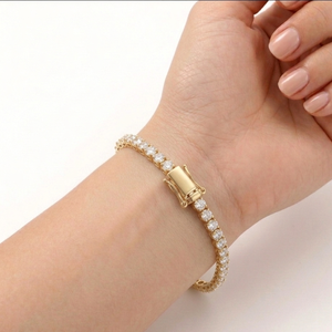 Bracelet tennis personnalisé en or jaune 14K plaqué, diamant de laboratoire couleur D VS1, certifié IGI, unisexe, cadeau de fête - Product Image 2
