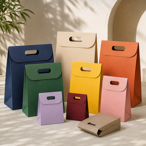 Bolsas de Papel Kraft Rectangulares Autoenrollables EcoRev ECO36 con Asas Troqueladas, Reciclables, para Regalos y Manualidades, en Varios Colores Clásicos - Product Image 2
