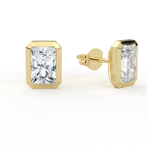 Boucles d'oreilles clous POOJA DIAMOND en or 14K 18K avec diamants de laboratoire 2 carats taille Radiant sertis clos, certifiées IGI, bijoux fins de luxe unisexe - Product Image 3