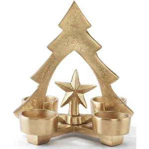 Wholesale Antique Gold Metal <b>Christmas</b> <b>Tree</b> Candle Holder 4 Cup Tealight Stand Holiday <b>Table</b> Centerpiece Decor Manufacturer - Product Image 1