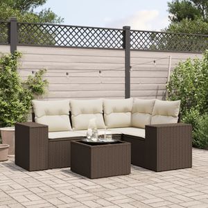 Ensemble de canapés de jardin en rotin PE marron de taille moyenne - Product Image 1