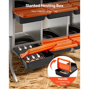 Nidi per Galline in Plastica ad Alta Resistenza e Acciaio Zincato, 6 Scomparti, Facile Raccolta delle Uova, Attrezzatura per Allevamento - Product Image 3