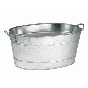 Bañera Ovalada de Metal Galvanizado para Bebidas, Cubo Grande para Hielo y Cerveza con Asas Laterales para Fiestas al Aire Libre y Bodas - Product Image 3