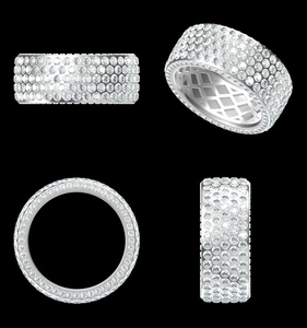 Custom White Gold 5 Row Moissanite Eternity Band Micro Pave <b>Mens</b> Hip Hop <b>Ring</b> OEM ODM Factory Direct Supply - Product Image 2