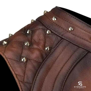 <b>Women</b> Genuine Leather Motorcycle Vest Slim Fit Biker <b>Waistcoat</b> Vintage Sleeveless Outerwear Stylish Casual Zipper Windproof - Product Image 4