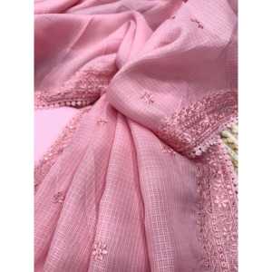 Sari pour femmes de créateur avec broderie de sequins et de fils - Product Image 6