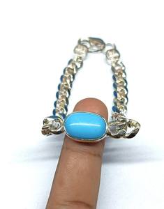 Pulsera de cadena cubana de turquesa azul natural, plata de ley 925, joyería para hombre, regalo personalizado con nombre para él - Product Image 5