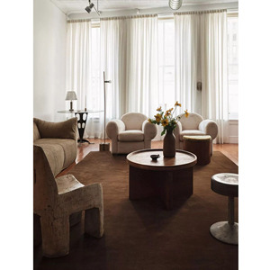 Luxury 100% Wool Chocolate Brown <b>Rug</b> | Customizable Solid Chocolate Wool <b>Rug</b> | Artisan <b>Hand</b>-<b>Tufted</b> Large Villa Carpet Home Decor - Product Image 5