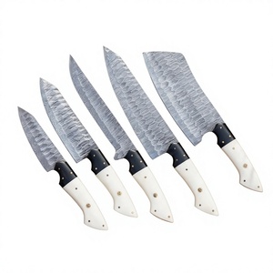 Ensemble de 5 couteaux de chef en acier Damas à 67 couches, faits à la main, ambidextres, avec manches ergonomiques en bois, tranchants, bord droit de 67,9 pouces - Product Image 1