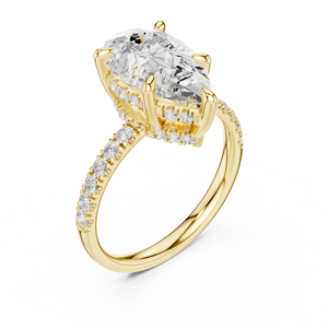 Anillo Clásico con Incrustaciones de Diamantes Cultivados en Laboratorio de 4 Quilates, Corte Pera, Certificado IGI, VS1, Color E, Oro de 14K, para Boda, Compromiso, Aniversario - Product Image 4