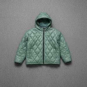 Hooded Quilted <b>Jacket</b> Unisex Winter Windproof Solid Color Polyester Zipper Closure Casual Style Regular Fit - Product Image 3