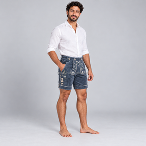 Shorts traditionnels bavarois pour hommes avec bretelles décoratives, design classique et authentique, coupe confortable pour la célébration de l'Oktoberfest - Product Image 6