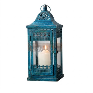 Lanterne suspendue de style vintage haut de gamme, porte-bougie en métal blanc avec verre trempé, décoration intérieure et extérieure pour jardin, patio, mariage - Product Image 4