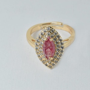 Ruby CZ Marquise <b>Ring</b> 22K <b>Gold</b> Plated Adjustable Kundan Polki Ethnic Bridal <b>Cocktail</b> <b>Ring</b> for Women Wholesale Price - Product Image 2