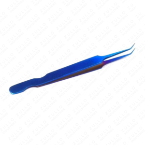 Custom Blue Stainless Steel Eyelash Tweezers with Pointed Tip for Volume Lash Extensions Private <b>Label</b> <b>Applicator</b> - Product Image 3