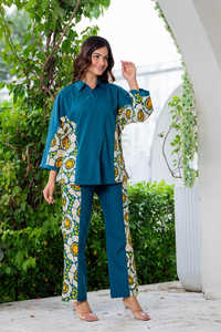 Conjunto de Dos Piezas de Algodón Estampado Informal para Mujer, Conjunto Coordinado de Lino y Algodón Puro, Ropa de Primavera y Verano para Mujer - Product Image 3